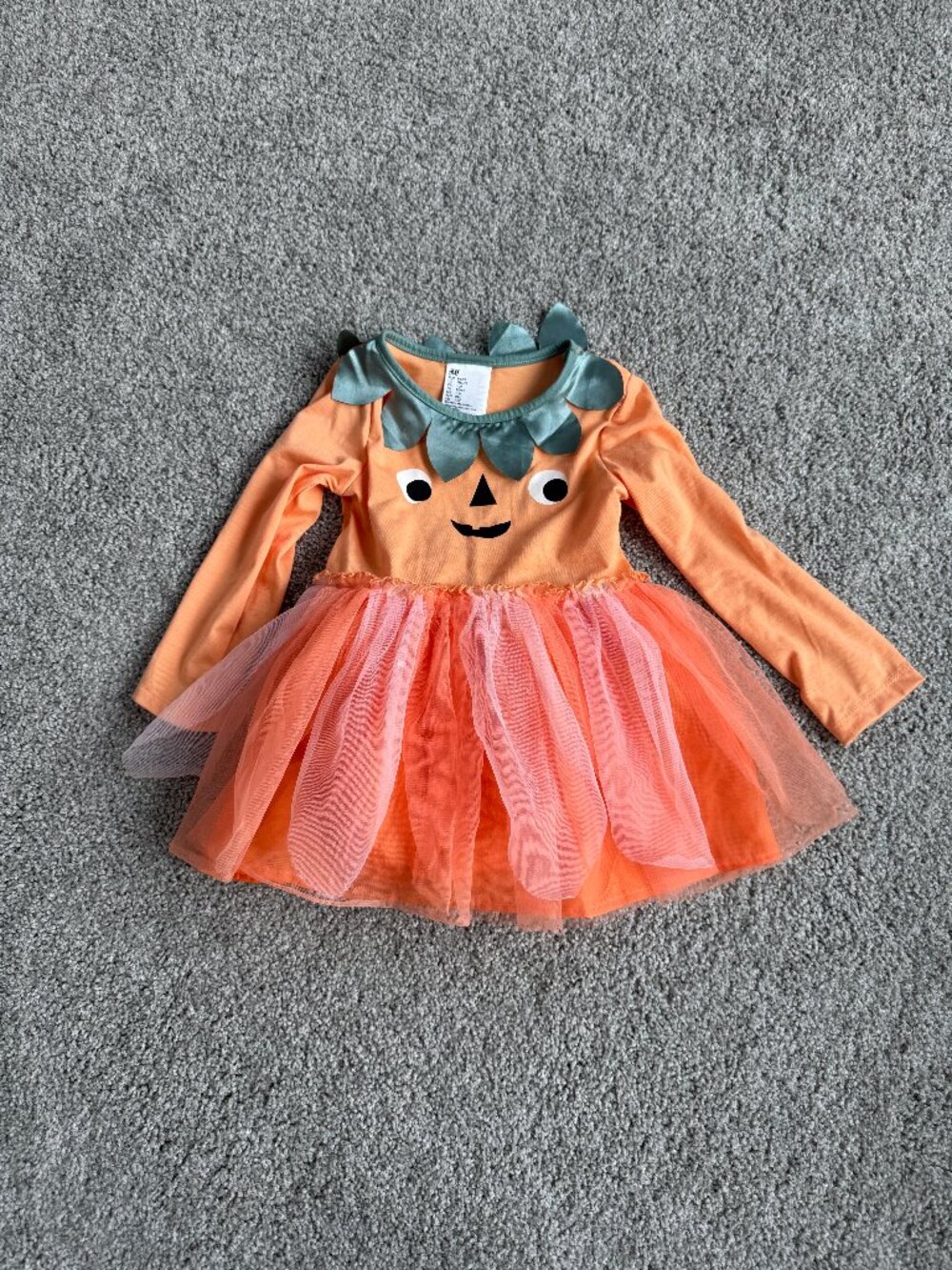 H & M pumpkin costume dress, Size 18M/2T, Orange & green